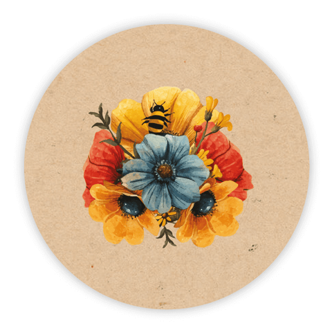 Floral Fiona - Round Lid Label 24oz Bear Jar