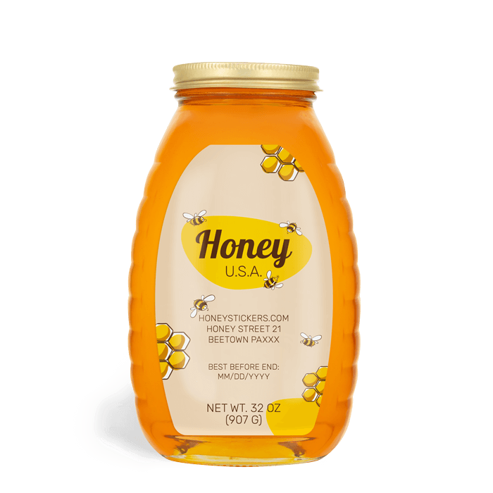 Ovoid Honey Labels for 32oz Classic Queenline Jar – Buzzy Buzz – us ...