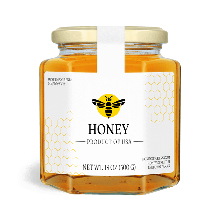 Honey Labels with Tamper Seal for 18oz Hexagonal Jar – Charming Charly ...