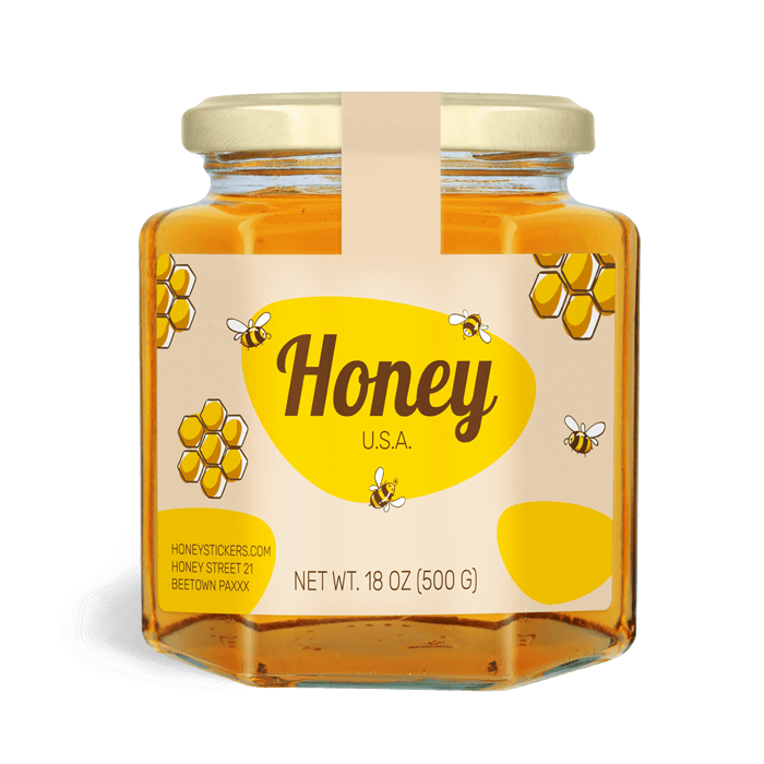 Honey Labels with Tamper Seal for 18oz Hexagonal Jar – Buzzy Buzz – us ...