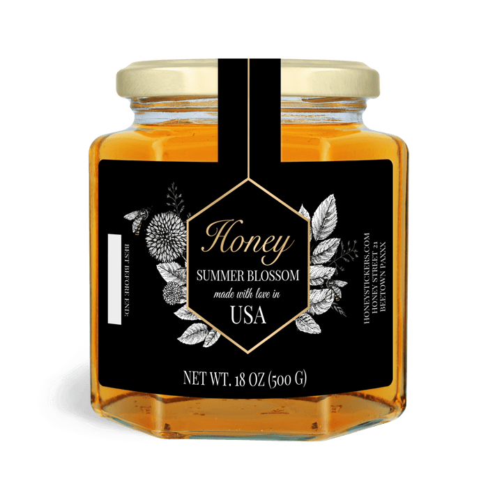 Honey Labels with Tamper Seal for 18oz Hexagonal Jar – Noble Norman ...