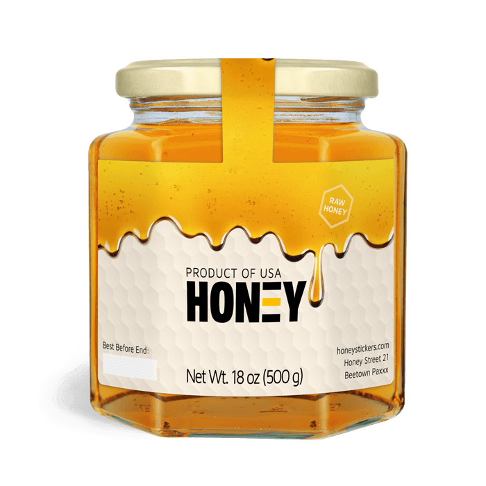 Honey Labels with Tamper Seal for 18oz Hexagonal Jar – Sticky Steve ...