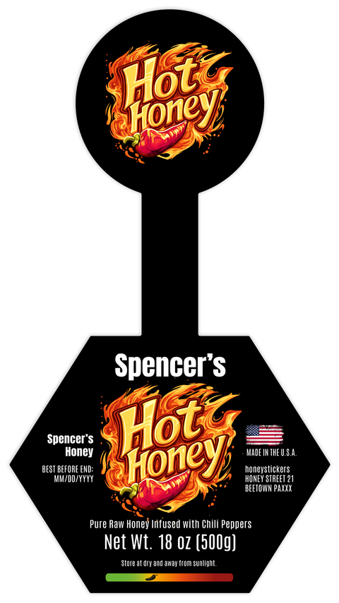 Spicy Spencer - Hexagonal Label with Tamper Seal 18oz Round Jar
