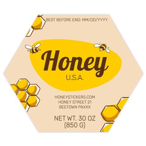 Buzzy Buzz - Hexagonal Label 30oz Round Jar