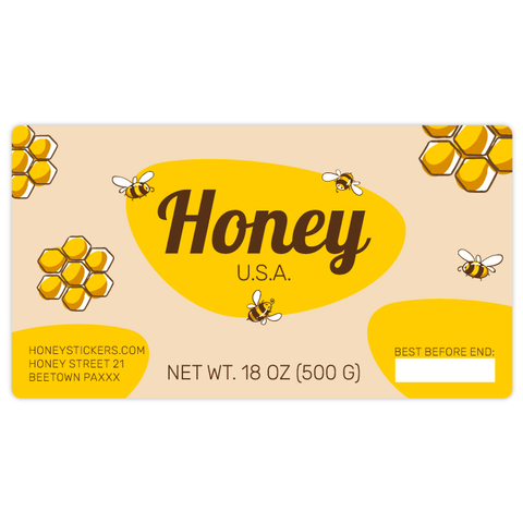 Buzzy Buzz - Rectangular Label 18oz Hexagonal Jar