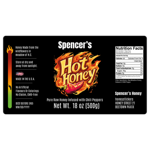 Spicy Spencer - Rectangular Label 18oz Hexagonal Jar