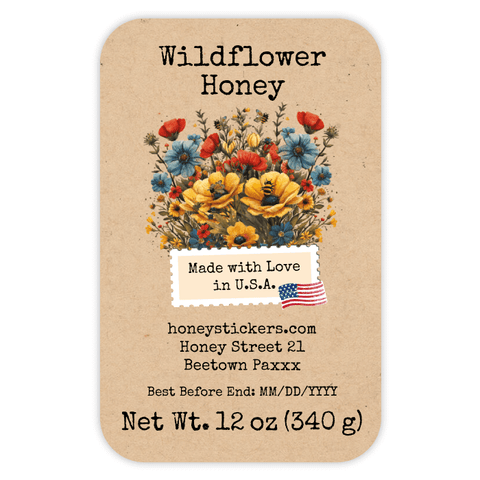 Floral Fiona - Rectangle Label Portrait 12oz Bear Jar