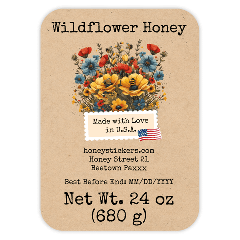 Floral Fiona - Rectangle Label Portrait 24oz Bear Jar
