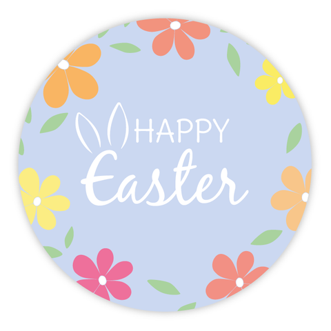 Easter Flower Wreath - Round Sticker 1,57"