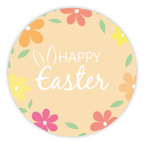 Easter Flower Wreath - Round Sticker 1,57"