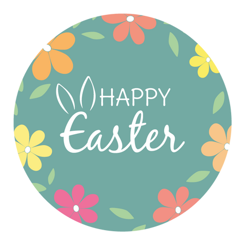 Easter Flower Wreath - Round Sticker 1,57"