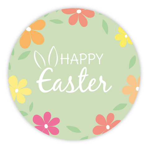 Easter Flower Wreath - Round Sticker 1,57"