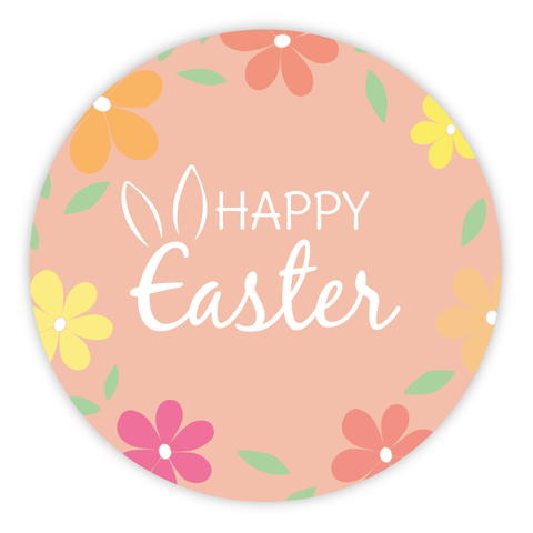 Easter Flower Wreath - Round Sticker 1,57"