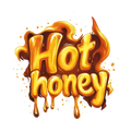 honeystickers-Events_Hot_honey Text 'Hot honey' styled to look like flowing honey on a white background